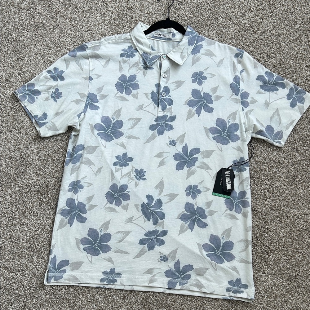 Linksoul Tremont Polo Hibiscus Golf Shirt, Large